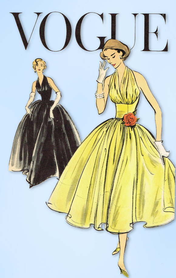 1950s Vintage Original Vogue Pattern 9180 Misses Cocktail Halter Dress 31 Bust