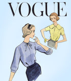 1950s Original Vintage Vogue Sewing Pattern 9348 Charming Misses Blouse Sz 31 B