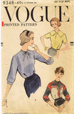 1950s Original Vintage Vogue Sewing Pattern 9348 Charming Misses Blouse Sz 31 B
