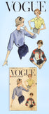 1950s Original Vintage Vogue Sewing Pattern 9348 Charming Misses Blouse Sz 31 B