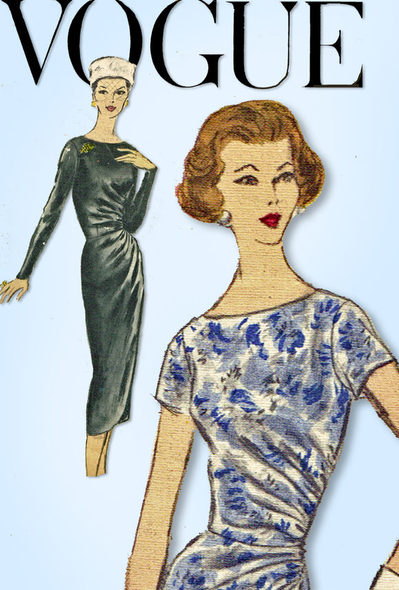 1950s ORIG Vintage Vogue Couturier Pattern 938 Misses Wiggle Cocktail Dress 32B