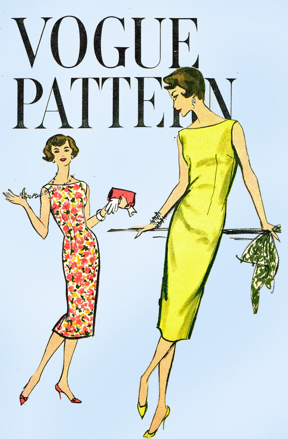 1950s Original Vintage Vogue Pattern 9429 Uncut Misses Wiggle Dress Size 34 Bust