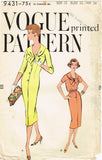 1950s Vintage Vogue Sewing Pattern 9431 Uncut Misses Slender Dress Size 32 Bust