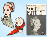 1950s Vintage Vogue Sewing Pattern 9443 Uncut John Frederics Hat Set Sz 23 Head
