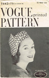 1950s Vintage Vogue Sewing Pattern 9443 Uncut John Frederics Hat Set Sz 23 Head