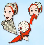 1950s Vintage Vogue Sewing Pattern 9443 Uncut John Frederics Hat Set Sz 23 Head