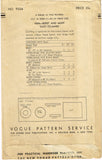 Vogue 9504: 1940s Rare Misses Hat and Muff 22in Head Size Vintage Sewing Pattern