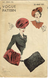 Vogue 9504: 1940s Rare Misses Hat and Muff 22in Head Size Vintage Sewing Pattern