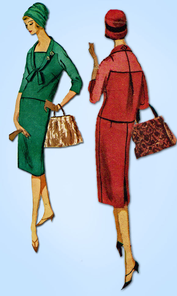 1950s Vintage Vogue Sewing Pattern 9623 Misses Midcentury Mod Suit Size 14 34B