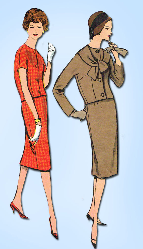 1950s Vintage Vogue Sewing Pattern 9636 Midcentury Modern Misses Suit Sz 14 34B