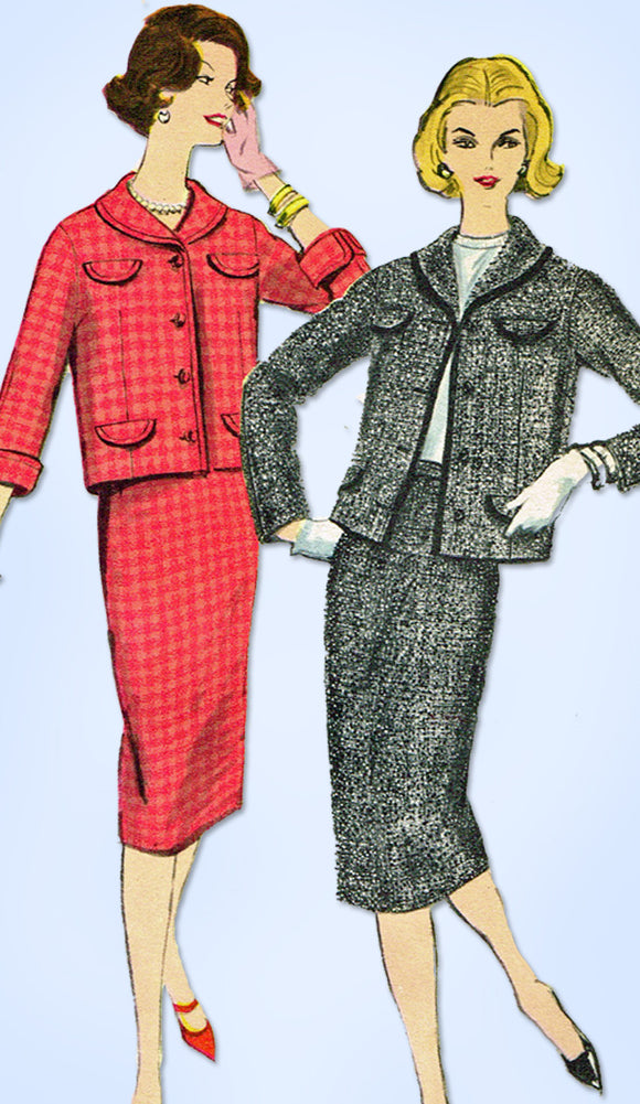 1950s Vintage Vogue Sewing Pattern 9661 Misses 2 Piece Boxy Suit Size 14 34 B