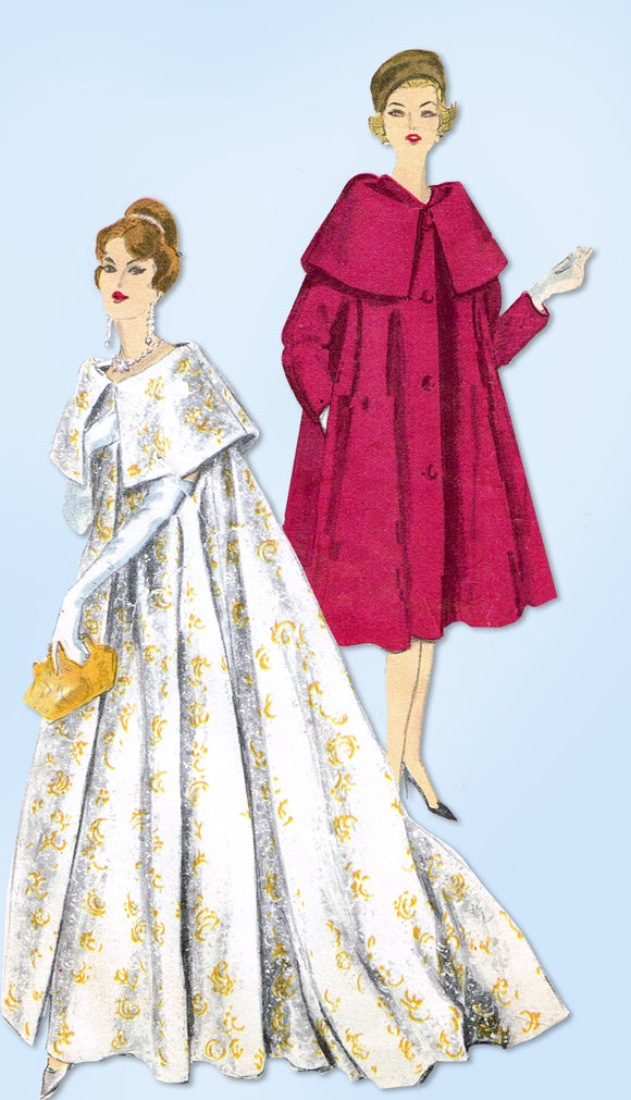 Pattern 9823 1950s Vintage Original Vogue Pattern 9823 Rare Misses Evening Coat 32B ...
