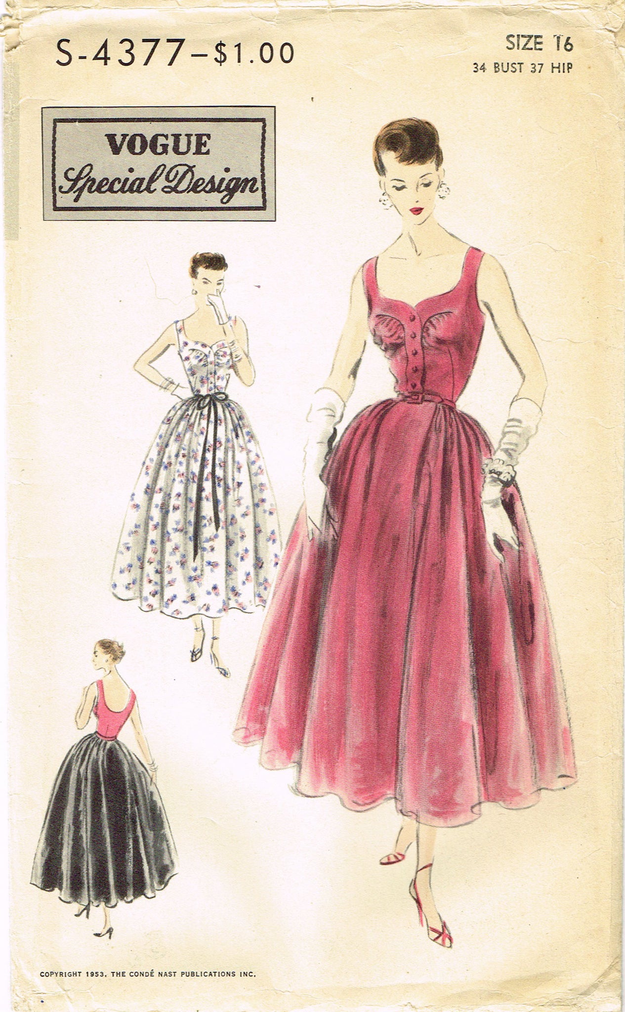 1950s Vogue Special Design Sewing Pattern S-4377 Misses Cocktail Dress Vintage4me2 1950s Vogue Special Design Sewing Pattern S-4377 Misses Cocktail Dress Vintage4me2
