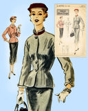Vogue S-4290: 1950s Uncut Misses Slender Suit Sz 32 Bust Vintage Sewing Pattern - Vintage4me2