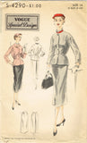 Vogue S-4290: 1950s Uncut Misses Slender Suit Sz 32 Bust Vintage Sewing Pattern - Vintage4me2