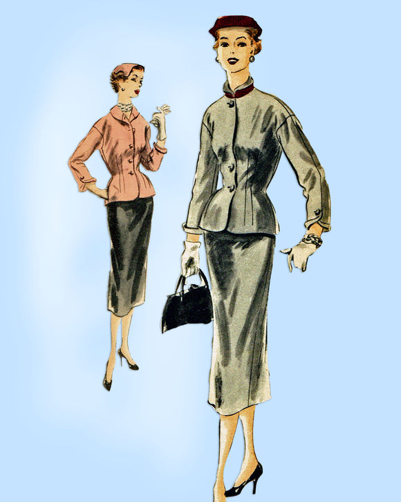 Vogue S-4290: 1950s Uncut Misses Slender Suit Sz 32 Bust Vintage Sewing Pattern - Vintage4me2