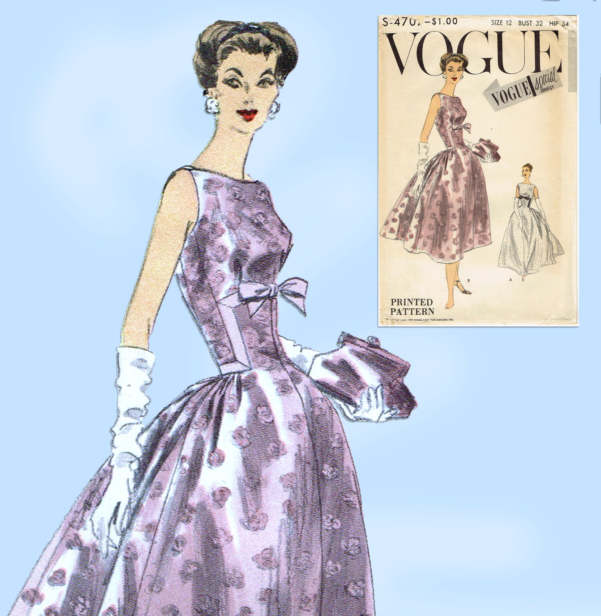 V8729 | Misses' Square-Neck Gowns and Underskirt | Vogue Patterns