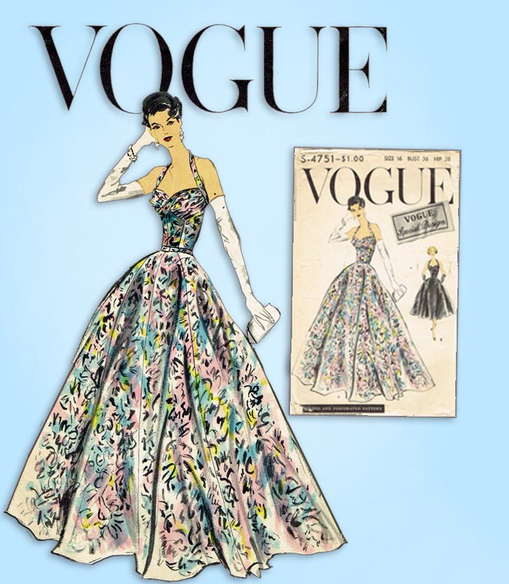 1950s Vintage Vogue Special Design Pattern S-4751 Misses Evening Gown –  Vintage4me2