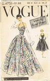 1950s Vintage Vogue Special Design Sewing Pattern S-4751 Misses Evening Gown 36B