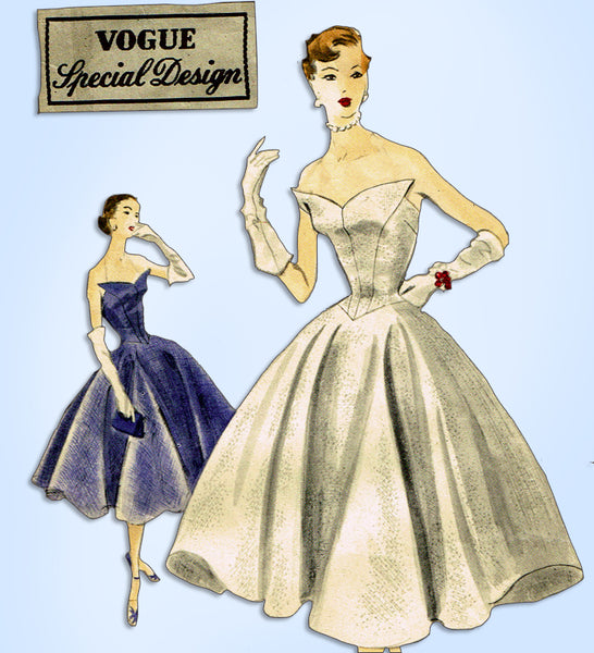 1950s Rare Vintage Vogue Special Design Pattern 4300 Sexy Cocktail Dress Sz 32 B
