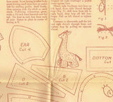1940s Workbasket Embroidery Transfer #74 Uncut Donkey Tea Towels & Giraffe Toy