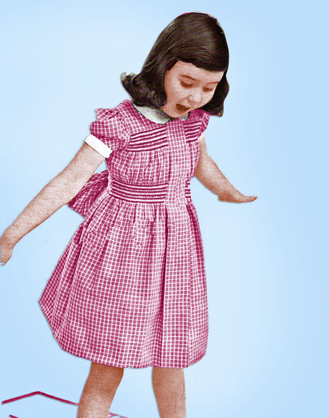 Women's Day 5029: 1950s Vintage Sewing Pattern Girls Shirred Smocked Dress Size 12 Vintage4me2