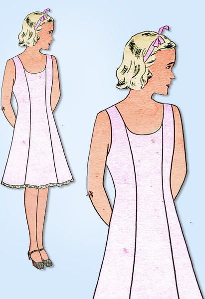 1930s Vintage Woman's World Sewing Pattern 5837 Uncut Girls Princess Slip Sz 16